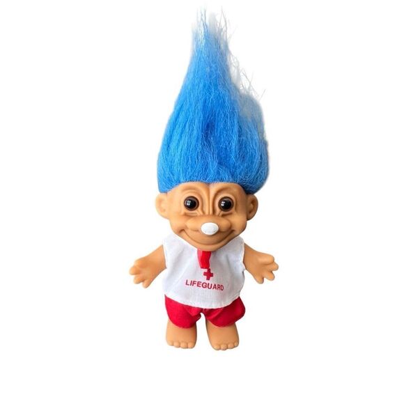 VINTAGE 90s Troll Doll Russ Life Guard Blue Hair - Picture 2 of 6